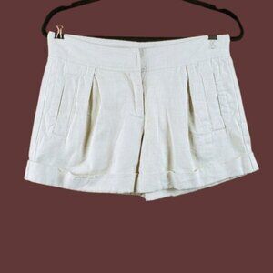 French Connection Womens Beige Pleated Cuff Linen Shorts Size 2 NWT